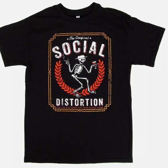 SOCIAL DISTORTION T-shirt Punk Rock Skeleton Logo Tee Shirt Black New - Picture 1 of 2